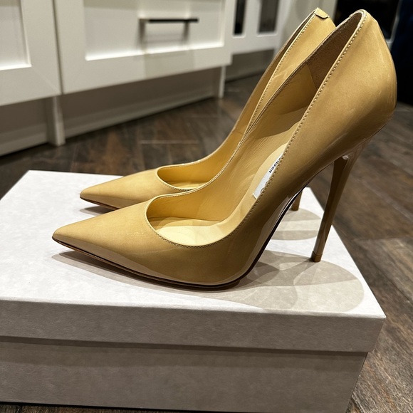Jimmy Choo Nude Patent Anouk Pointed Toe Pumps Size 37 - Picture 2 of 7